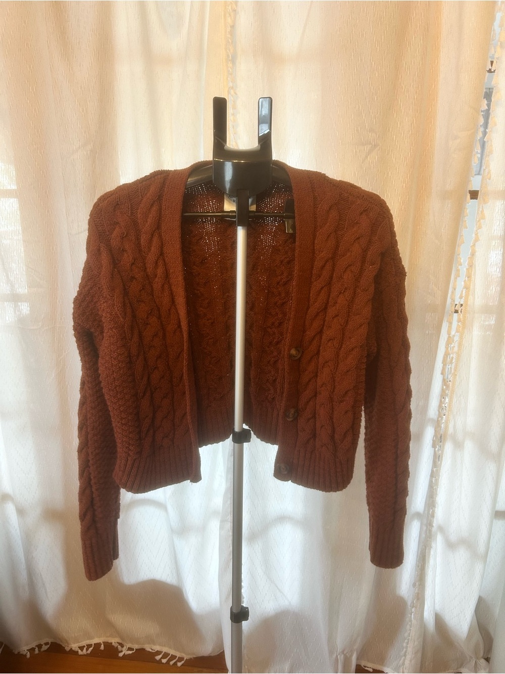 Abercrombie & Fitch Rust Cable-Knit Button Cardigan  Size Extra Small